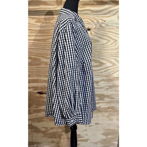 Woman Within Button Up Shirt Sz 2X Gingham Black White Cottagecore Mature - Picture 7 of 13